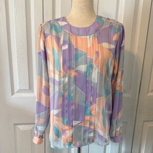 Vintage 80’ 90’ Fortina Women's Blouse in Pastel Hues Sz 10